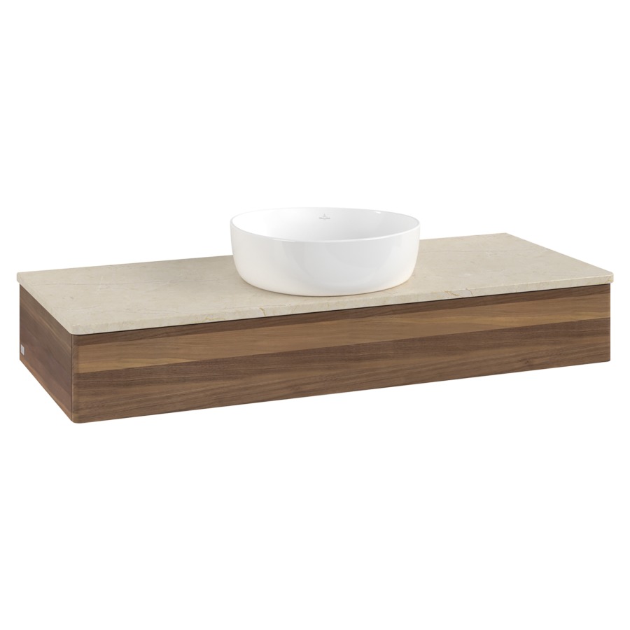 Élément inférieur  Antao
120 x 19 x 50 cm
élément de tiroir, 1&nbsp;tiroir
avec siphon gain de place
avec matériel de fixation
pour 1 lavabo à poser 234171/234172/234173
recouvrement Botticino
sans trou pour robinet