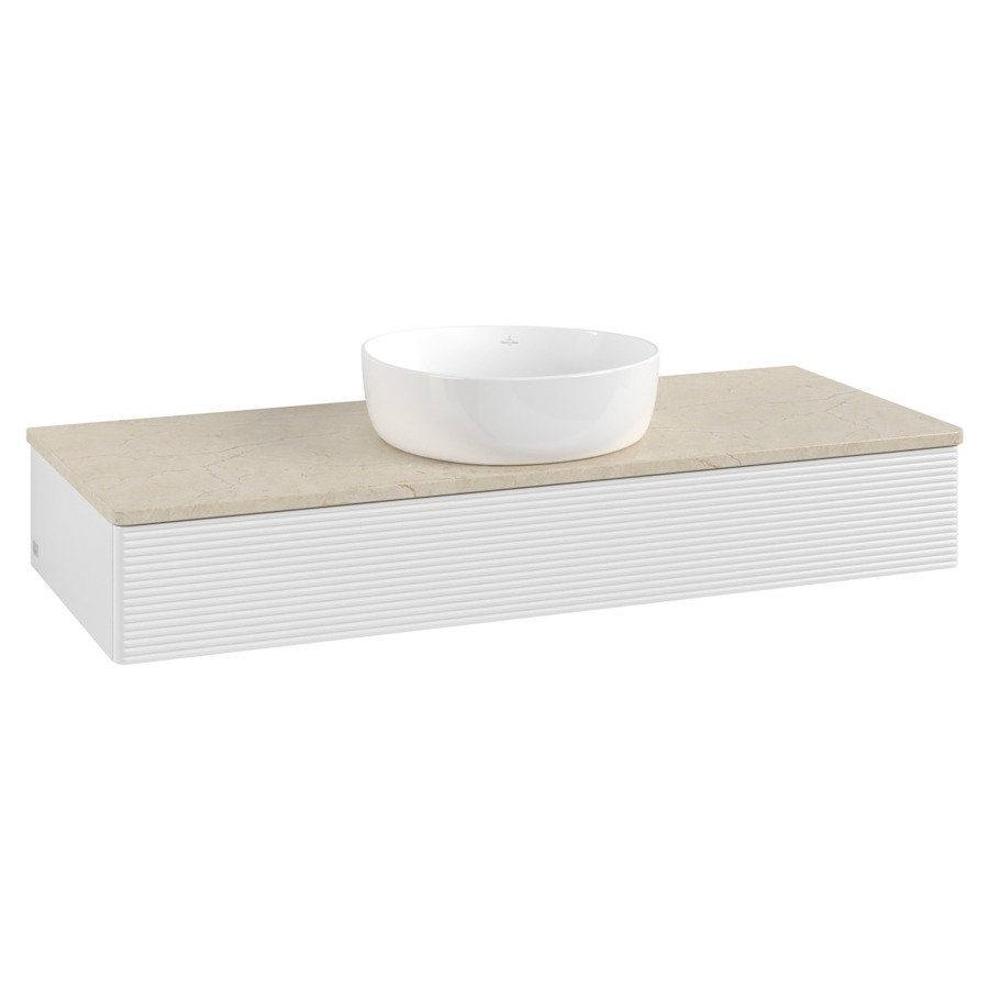 Élément inférieur  Antao
120 x 19 x 50 cm
élément de tiroir, 1&nbsp;tiroir
avec siphon gain de place
avec matériel de fixation
pour 1 lavabo à poser 234171/234172/234173
recouvrement Botticino
sans trou pour robinet