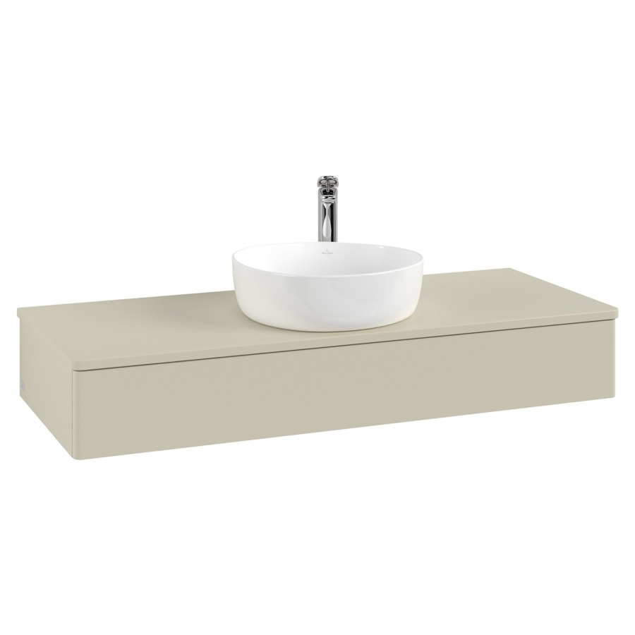 Élément inférieur  Antao
120 x 19 x 50 cm
élément de tiroir, 1&nbsp;tiroir
avec siphon gain de place
avec matériel de fixation
pour 1 lavabo à poser 101037/101039/234171
recouvrement avec 1 trou pour robinet