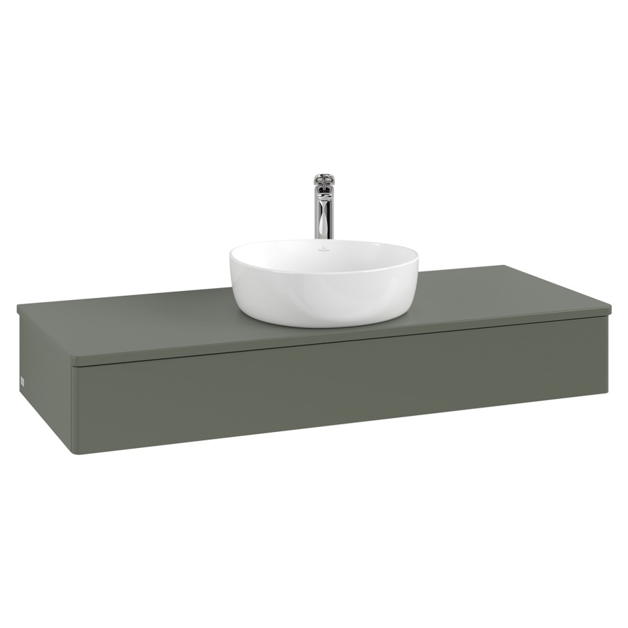 Élément inférieur  Antao
120 x 19 x 50 cm
élément de tiroir, 1&nbsp;tiroir
avec siphon gain de place
avec matériel de fixation
pour 1 lavabo à poser 101037/101039/234171
recouvrement avec 1 trou pour robinet