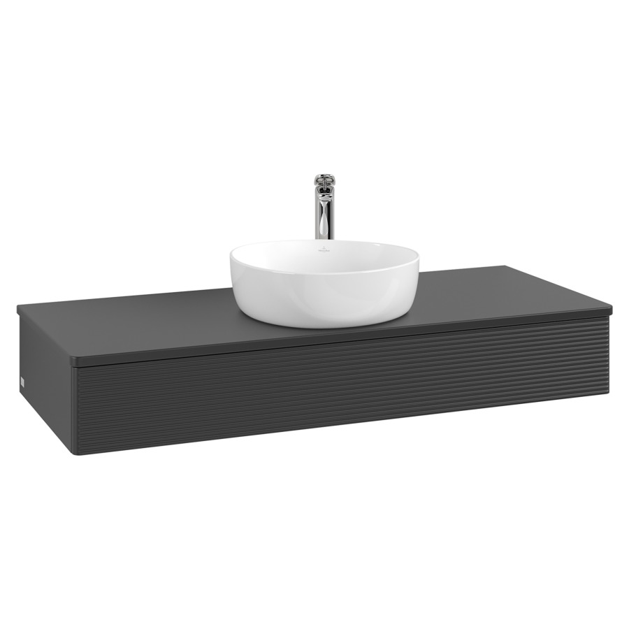 Élément inférieur  Antao
120 x 19 x 50 cm
élément de tiroir, 1&nbsp;tiroir
avec siphon gain de place
avec matériel de fixation
pour 1 lavabo à poser 101037/101039/234171
recouvrement avec 1 trou pour robinet
