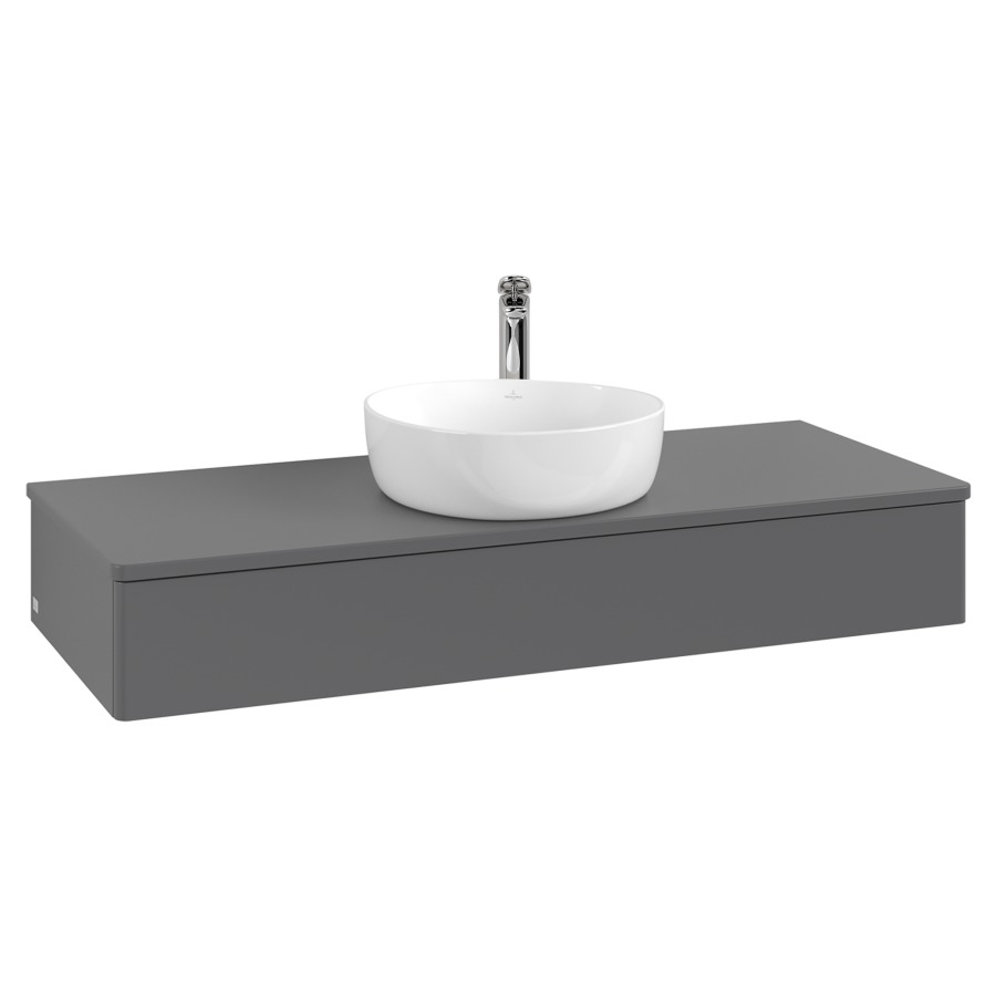 Élément inférieur  Antao
120 x 19 x 50 cm
élément de tiroir, 1&nbsp;tiroir
avec siphon gain de place
avec matériel de fixation
pour 1 lavabo à poser 101037/101039/234171
recouvrement avec 1 trou pour robinet