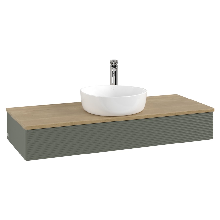 Élément inférieur  Antao
120 x 19 x 50 cm
élément de tiroir, 1&nbsp;tiroir
avec siphon gain de place
avec matériel de fixation
pour 1 lavabo à poser 101037/101039/234171
recouvrement Honey Oak, 1 trou pour robinet