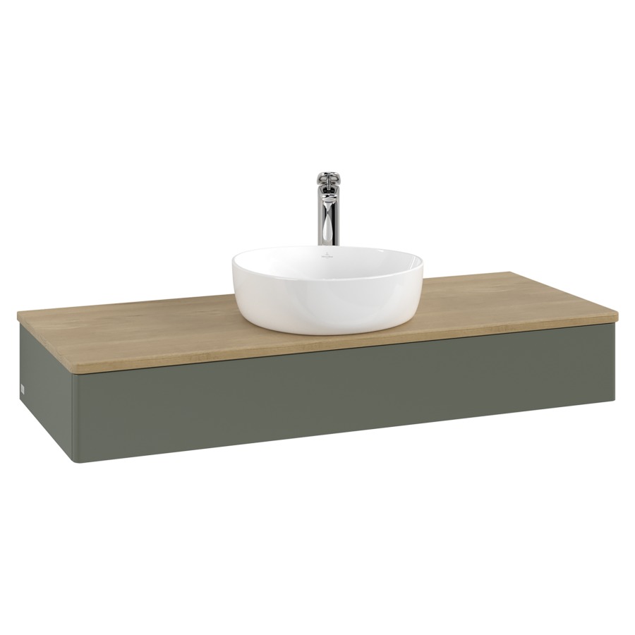 Élément inférieur  Antao
120 x 19 x 50 cm
élément de tiroir, 1&nbsp;tiroir
avec siphon gain de place
avec matériel de fixation
pour 1 lavabo à poser 101037/101039/234171
recouvrement Honey Oak, 1 trou pour robinet