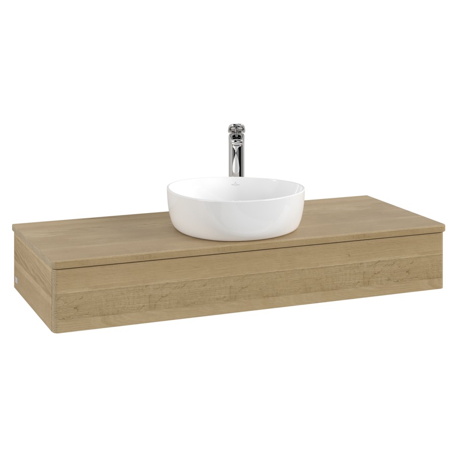 Élément inférieur  Antao
120 x 19 x 50 cm
élément de tiroir, 1&nbsp;tiroir
avec siphon gain de place
avec matériel de fixation
pour 1 lavabo à poser 101037/101039/234171
recouvrement Honey Oak, 1 trou pour robinet