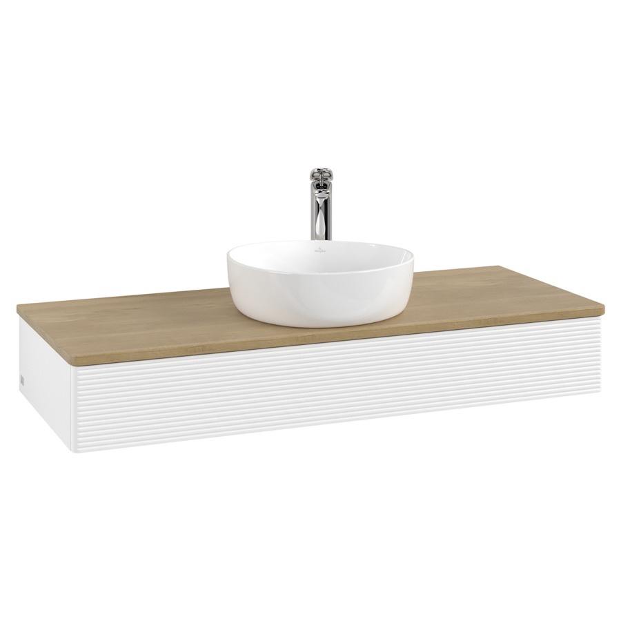 Élément inférieur  Antao
120 x 19 x 50 cm
élément de tiroir, 1&nbsp;tiroir
avec siphon gain de place
avec matériel de fixation
pour 1 lavabo à poser 101037/101039/234171
recouvrement Honey Oak, 1 trou pour robinet