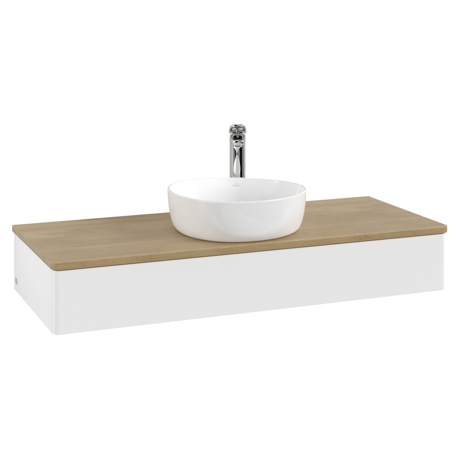 Élément inférieur  Antao
120 x 19 x 50 cm
élément de tiroir, 1&nbsp;tiroir
avec siphon gain de place
avec matériel de fixation
pour 1 lavabo à poser 101037/101039/234171
recouvrement Honey Oak, 1 trou pour robinet