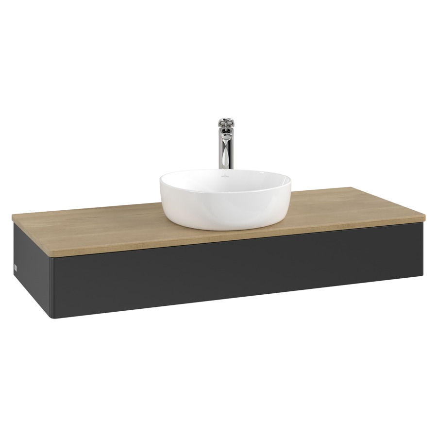 Élément inférieur  Antao
120 x 19 x 50 cm
élément de tiroir, 1&nbsp;tiroir
avec siphon gain de place
avec matériel de fixation
pour 1 lavabo à poser 101037/101039/234171
recouvrement Honey Oak, 1 trou pour robinet