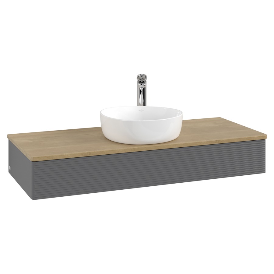 Élément inférieur  Antao
120 x 19 x 50 cm
élément de tiroir, 1&nbsp;tiroir
avec siphon gain de place
avec matériel de fixation
pour 1 lavabo à poser 101037/101039/234171
recouvrement Honey Oak, 1 trou pour robinet