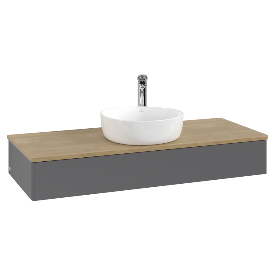 Élément inférieur  Antao
120 x 19 x 50 cm
élément de tiroir, 1&nbsp;tiroir
avec siphon gain de place
avec matériel de fixation
pour 1 lavabo à poser 101037/101039/234171
recouvrement Honey Oak, 1 trou pour robinet