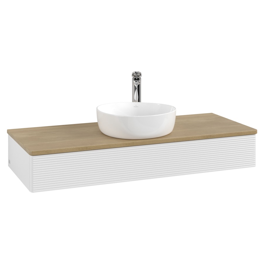 Élément inférieur  Antao
120 x 19 x 50 cm
élément de tiroir, 1&nbsp;tiroir
avec siphon gain de place
avec matériel de fixation
pour 1 lavabo à poser 101037/101039/234171
recouvrement Honey Oak, 1 trou pour robinet
