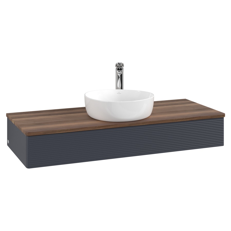 Élément inférieur  Antao
120 x 19 x 50 cm
élément de tiroir, 1&nbsp;tiroir
avec siphon gain de place
avec matériel de fixation
pour 1 lavabo à poser 101037/101039/234171
recouvrement Warm Walnut, 1 trou pour robinet