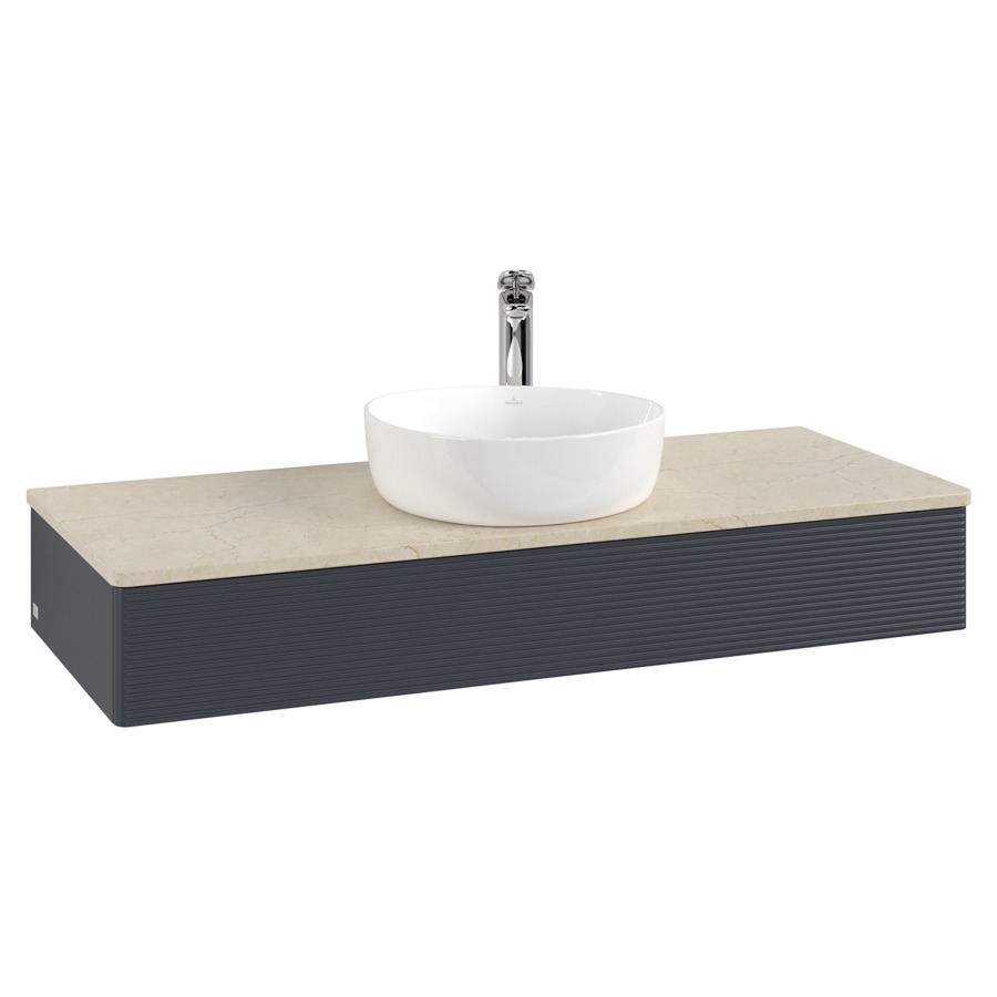 Élément inférieur  Antao
120 x 19 x 50 cm
élément de tiroir, 1&nbsp;tiroir
avec siphon gain de place
avec matériel de fixation
pour 1 lavabo à poser 101037/101039/234171
recouvrement Botticino, 1 trou pour robinet