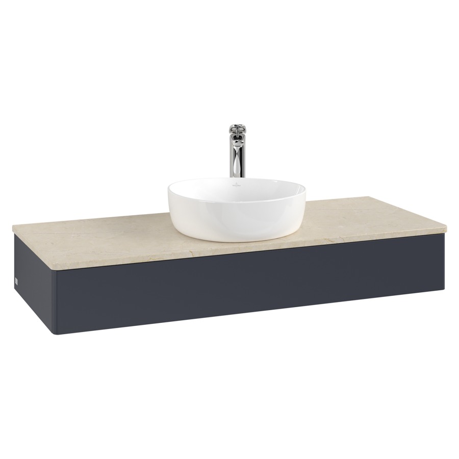 Élément inférieur  Antao
120 x 19 x 50 cm
élément de tiroir, 1&nbsp;tiroir
avec siphon gain de place
avec matériel de fixation
pour 1 lavabo à poser 101037/101039/234171
recouvrement Botticino, 1 trou pour robinet