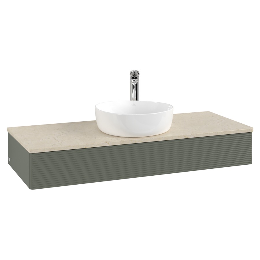 Élément inférieur  Antao
120 x 19 x 50 cm
élément de tiroir, 1&nbsp;tiroir
avec siphon gain de place
avec matériel de fixation
pour 1 lavabo à poser 101037/101039/234171
recouvrement Botticino, 1 trou pour robinet