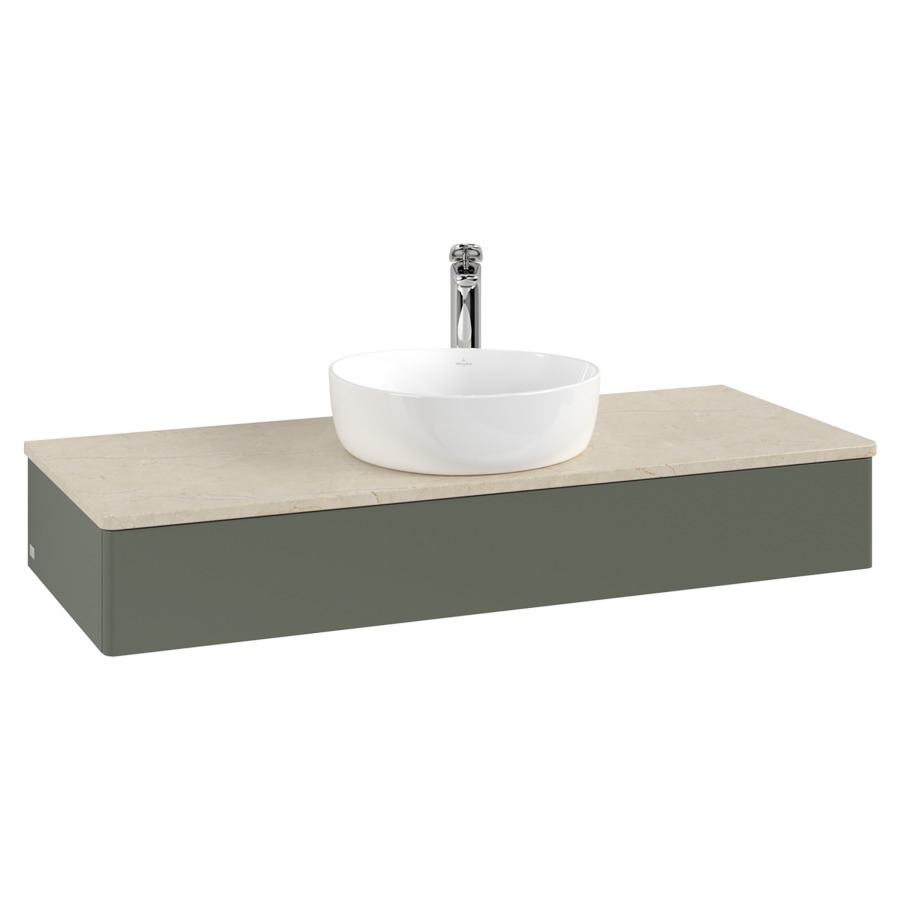 Élément inférieur  Antao
120 x 19 x 50 cm
élément de tiroir, 1&nbsp;tiroir
avec siphon gain de place
avec matériel de fixation
pour 1 lavabo à poser 101037/101039/234171
recouvrement Botticino, 1 trou pour robinet