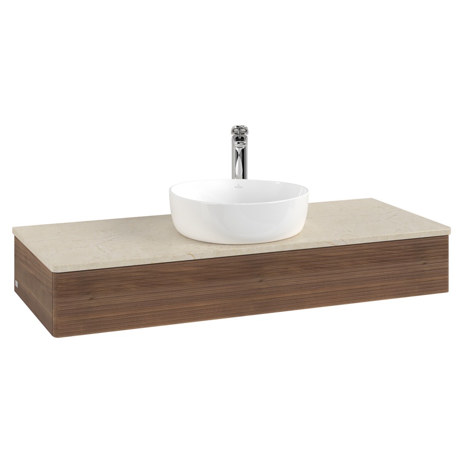 Élément inférieur  Antao
120 x 19 x 50 cm
élément de tiroir, 1&nbsp;tiroir
avec siphon gain de place
avec matériel de fixation
pour 1 lavabo à poser 101037/101039/234171
recouvrement Botticino, 1 trou pour robinet