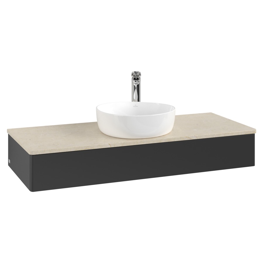 Élément inférieur  Antao
120 x 19 x 50 cm
élément de tiroir, 1&nbsp;tiroir
avec siphon gain de place
avec matériel de fixation
pour 1 lavabo à poser 101037/101039/234171
recouvrement Botticino, 1 trou pour robinet