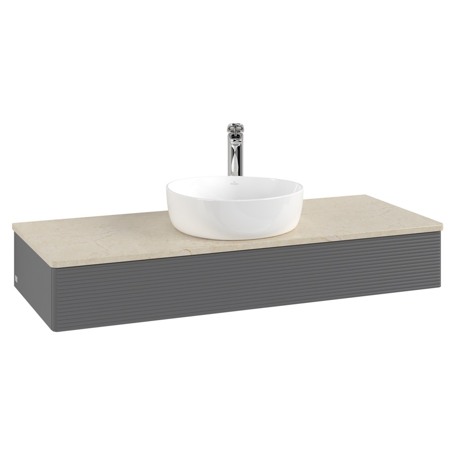 Élément inférieur  Antao
120 x 19 x 50 cm
élément de tiroir, 1&nbsp;tiroir
avec siphon gain de place
avec matériel de fixation
pour 1 lavabo à poser 101037/101039/234171
recouvrement Botticino, 1 trou pour robinet