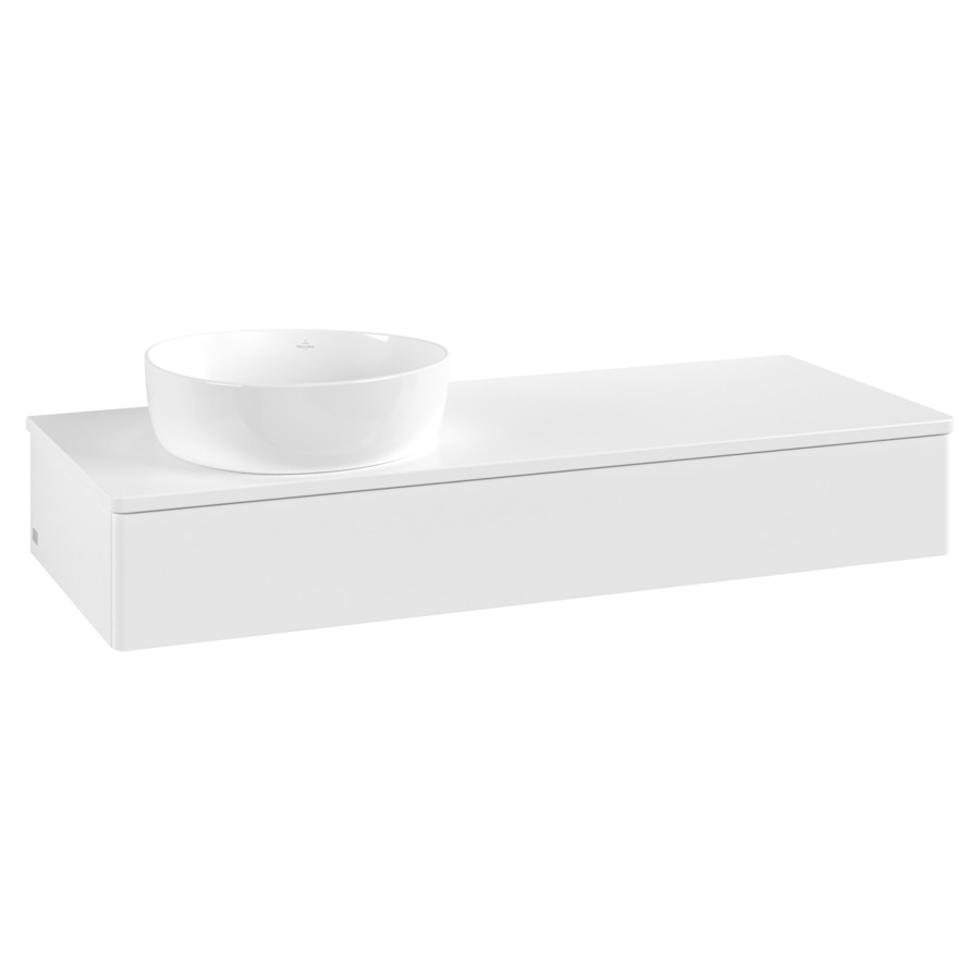 Élément inférieur  Antao
120 x 19 x 50 cm
élément de tiroir, 1&nbsp;tiroir
lavabo à gauche
avec siphon gain de place
avec matériel de fixation
pour 1 lavabo à poser 234171/234172/234173
recouvrement sans trou pour robinet