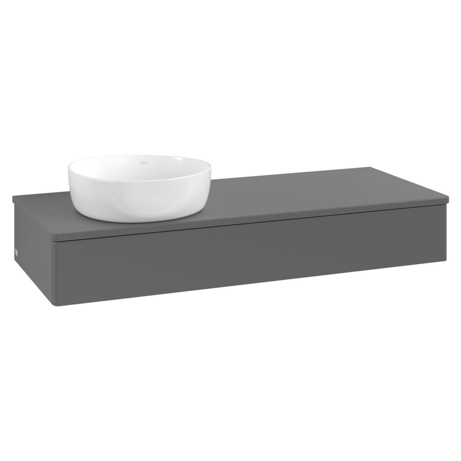 Élément inférieur  Antao
120 x 19 x 50 cm
élément de tiroir, 1&nbsp;tiroir
lavabo à gauche
avec siphon gain de place
avec matériel de fixation
pour 1 lavabo à poser 234171/234172/234173
recouvrement sans trou pour robinet