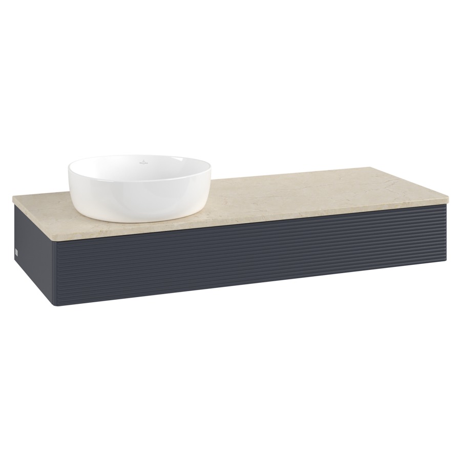 Élément inférieur  Antao
120 x 19 x 50 cm
élément de tiroir, 1&nbsp;tiroir
lavabo à gauche
avec siphon gain de place
avec matériel de fixation
pour 1 lavabo à poser 234171/234172/234173
recouvrement Botticino
sans trou pour robinet