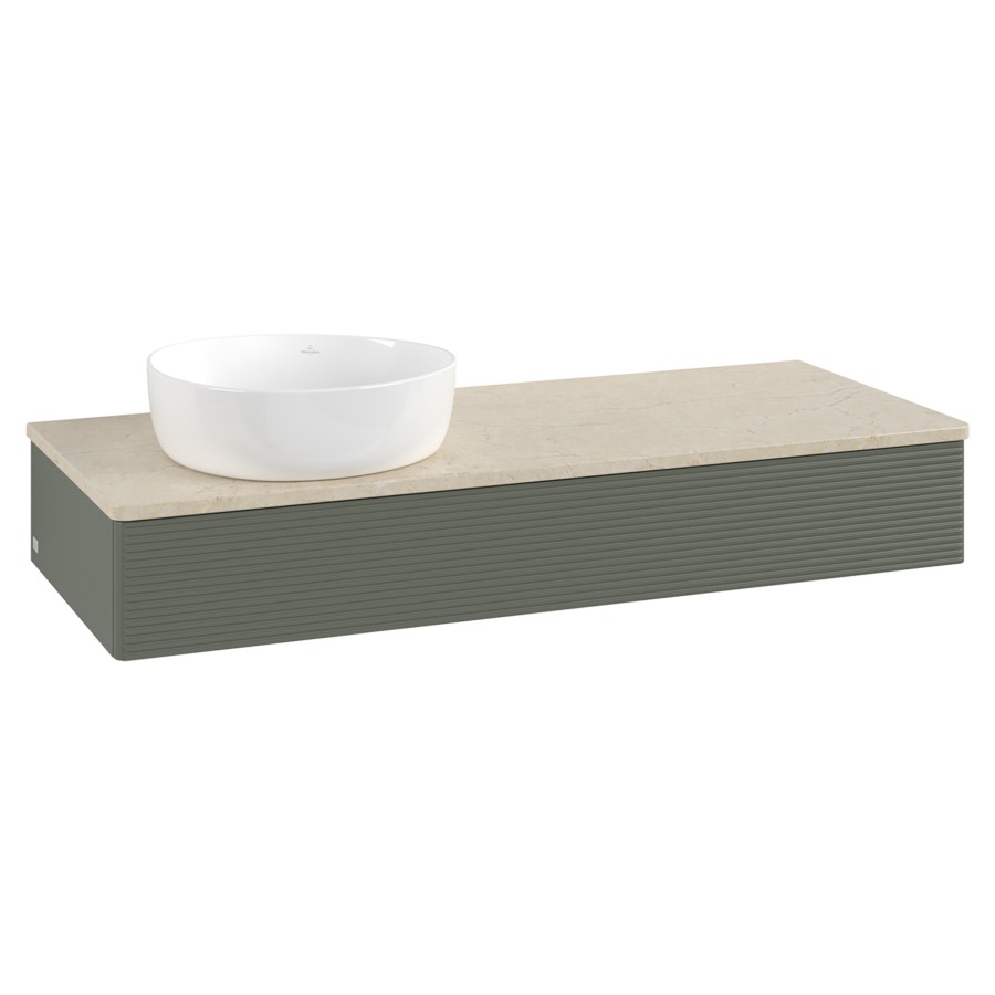 Élément inférieur  Antao
120 x 19 x 50 cm
élément de tiroir, 1&nbsp;tiroir
lavabo à gauche
avec siphon gain de place
avec matériel de fixation
pour 1 lavabo à poser 234171/234172/234173
recouvrement Botticino
sans trou pour robinet