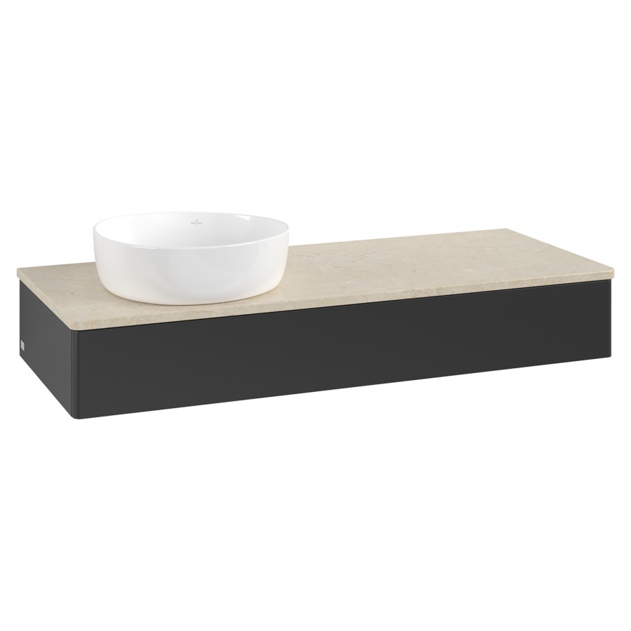 Élément inférieur  Antao
120 x 19 x 50 cm
élément de tiroir, 1&nbsp;tiroir
lavabo à gauche
avec siphon gain de place
avec matériel de fixation
pour 1 lavabo à poser 234171/234172/234173
recouvrement Botticino
sans trou pour robinet
