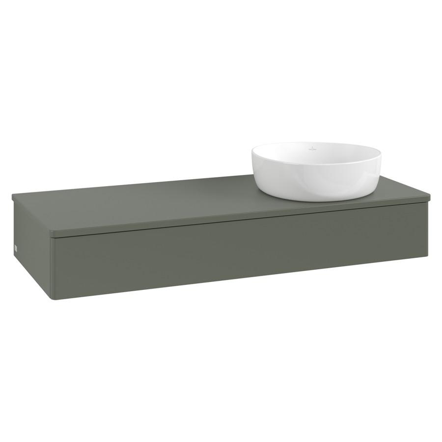 Élément inférieur  Antao
120 x 19 x 50 cm
élément de tiroir, 1&nbsp;tiroir
lavabo à droite
avec siphon gain de place
avec matériel de fixation
pour 1 lavabo à poser 234171/234172/234173
recouvrement sans trou pour robinet