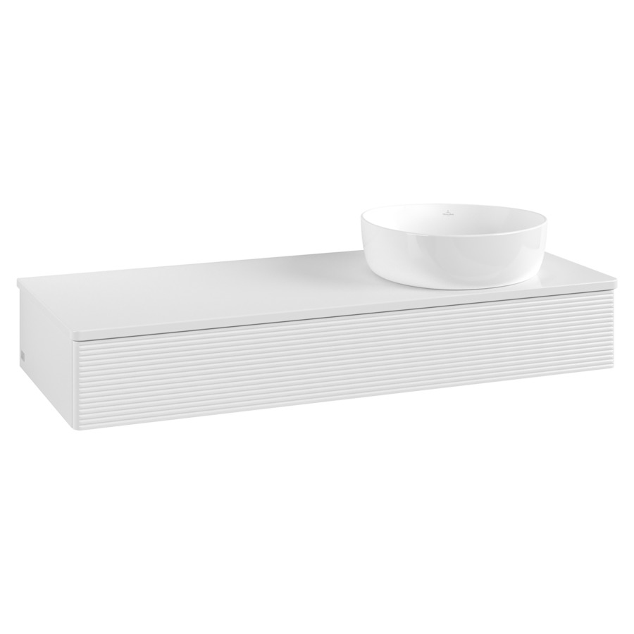 Élément inférieur  Antao
120 x 19 x 50 cm
élément de tiroir, 1&nbsp;tiroir
lavabo à droite
avec siphon gain de place
avec matériel de fixation
pour 1 lavabo à poser 234171/234172/234173
recouvrement sans trou pour robinet