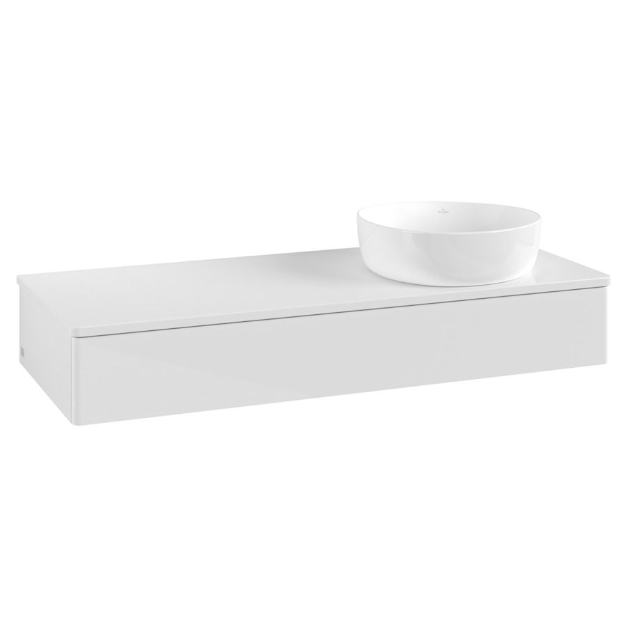 Élément inférieur  Antao
120 x 19 x 50 cm
élément de tiroir, 1&nbsp;tiroir
lavabo à droite
avec siphon gain de place
avec matériel de fixation
pour 1 lavabo à poser 234171/234172/234173
recouvrement sans trou pour robinet