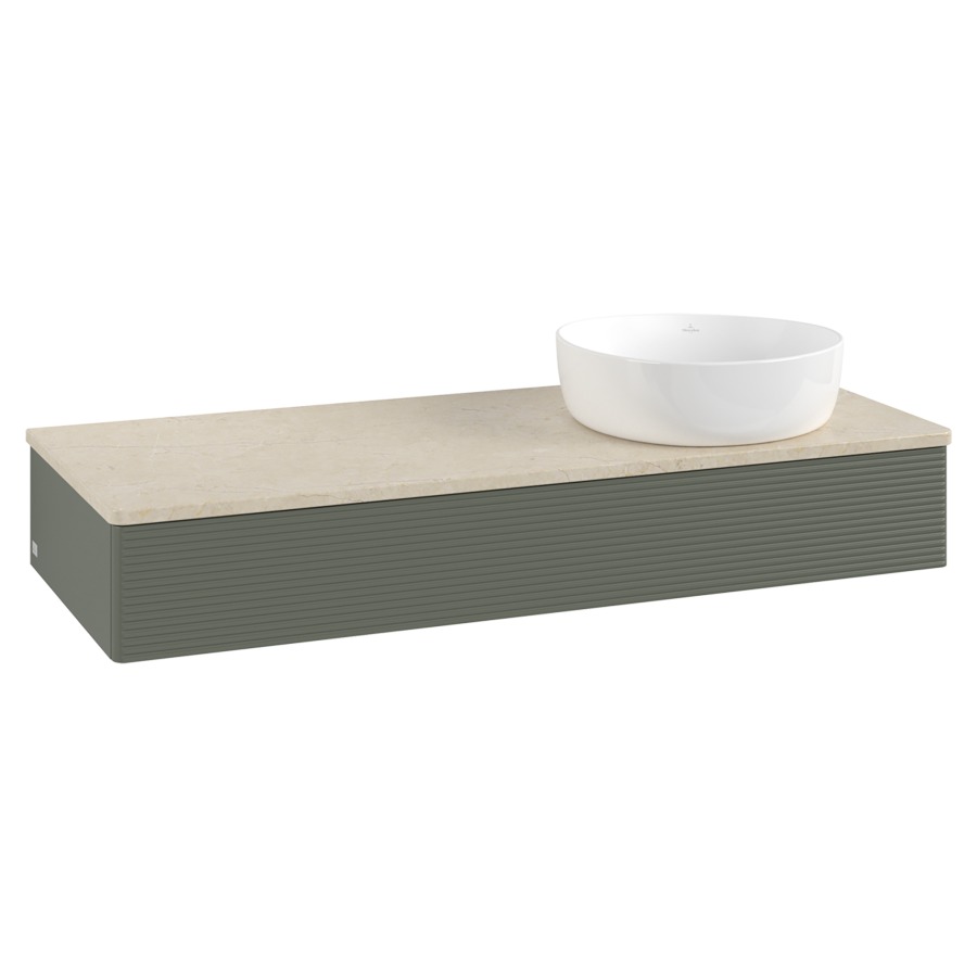 Élément inférieur  Antao
120 x 19 x 50 cm
élément de tiroir, 1&nbsp;tiroir
lavabo à droite
avec siphon gain de place
avec matériel de fixation
pour 1 lavabo à poser 234171/234172/234173
recouvrement Botticino
sans trou pour robinet
