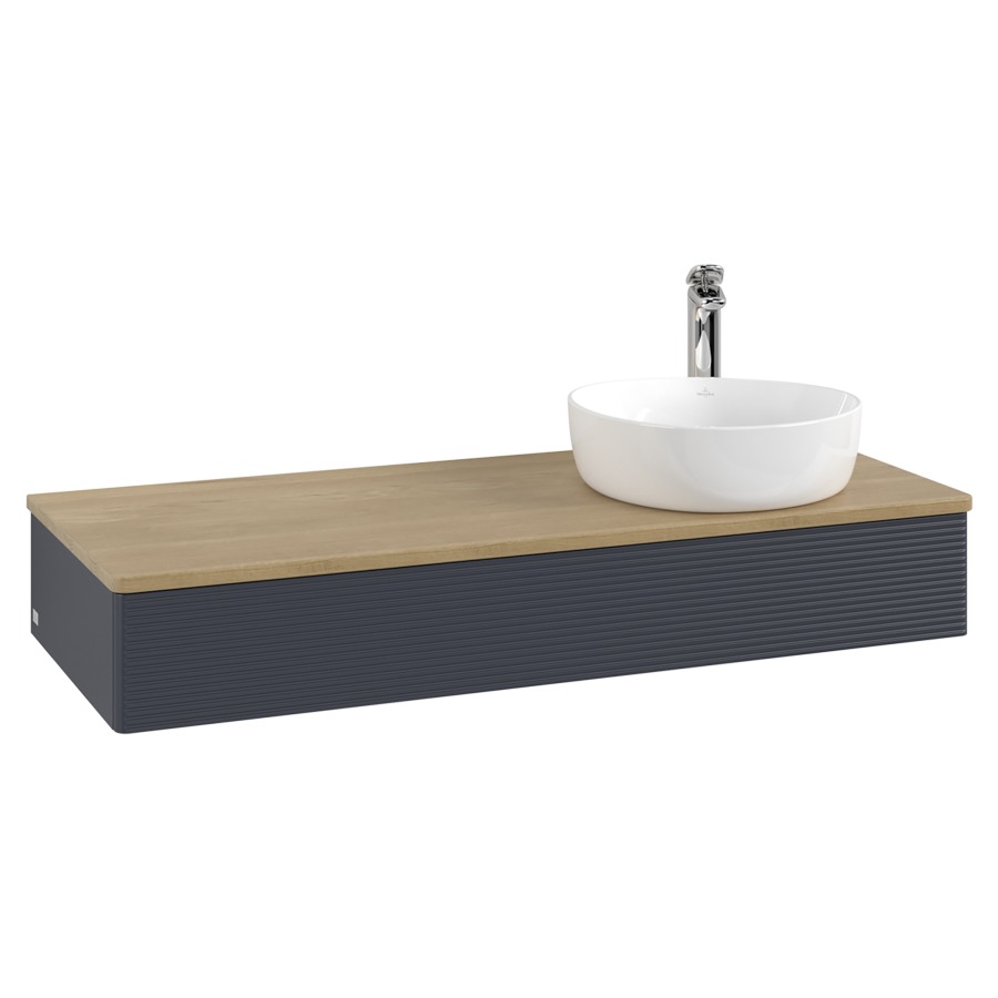 Élément inférieur  Antao
120 x 19 x 50 cm
élément de tiroir, 1&nbsp;tiroir
lavabo à droite
avec siphon gain de place
avec matériel de fixation
pour 1 lavabo à poser 101037/101038/234171
recouvrement Honey Oak, 1 trou pour robinet