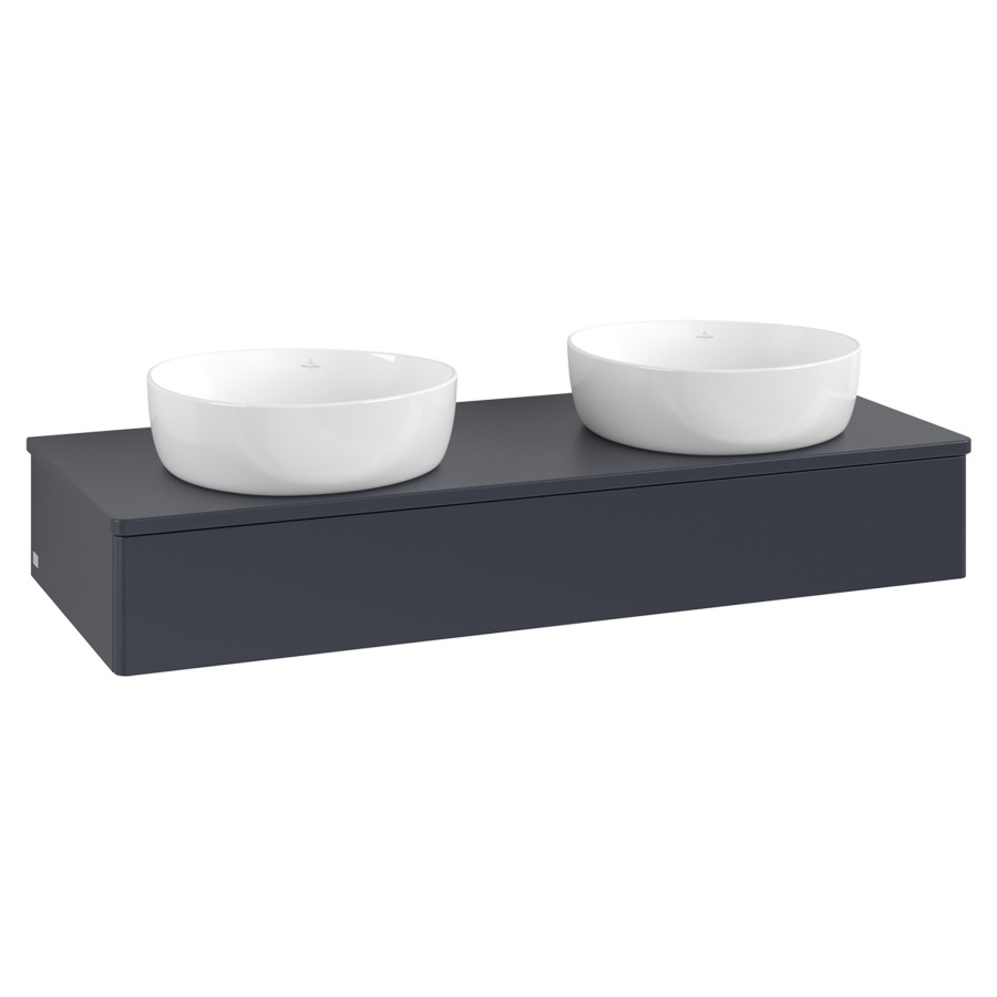 Élément inférieur  Antao
120 x 19 x 50 cm
élément de tiroir, 1&nbsp;tiroir
avec siphon gain de place
avec matériel de fixation
pour 2 lavabos à poser 101037/234171/234172
recouvrement sans trou pour robinet