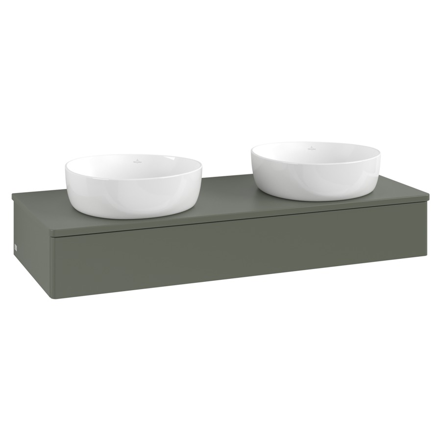 Élément inférieur  Antao
120 x 19 x 50 cm
élément de tiroir, 1&nbsp;tiroir
avec siphon gain de place
avec matériel de fixation
pour 2 lavabos à poser 101037/234171/234172
recouvrement sans trou pour robinet