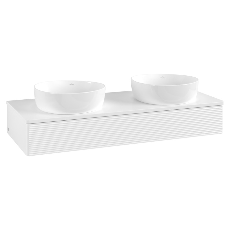Élément inférieur  Antao
120 x 19 x 50 cm
élément de tiroir, 1&nbsp;tiroir
avec siphon gain de place
avec matériel de fixation
pour 2 lavabos à poser 101037/234171/234172
recouvrement sans trou pour robinet