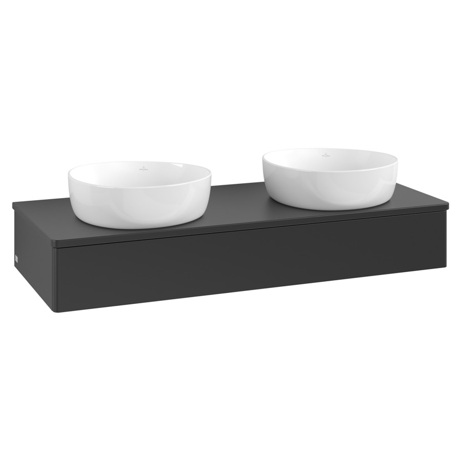 Élément inférieur  Antao
120 x 19 x 50 cm
élément de tiroir, 1&nbsp;tiroir
avec siphon gain de place
avec matériel de fixation
pour 2 lavabos à poser 101037/234171/234172
recouvrement sans trou pour robinet
