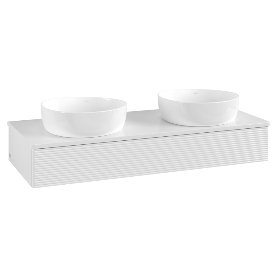 Élément inférieur  Antao
120 x 19 x 50 cm
élément de tiroir, 1&nbsp;tiroir
avec siphon gain de place
avec matériel de fixation
pour 2 lavabos à poser 101037/234171/234172
recouvrement sans trou pour robinet
