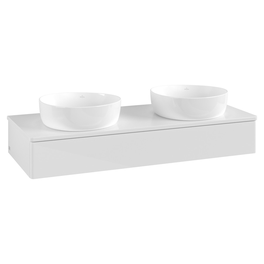 Élément inférieur  Antao
120 x 19 x 50 cm
élément de tiroir, 1&nbsp;tiroir
avec siphon gain de place
avec matériel de fixation
pour 2 lavabos à poser 101037/234171/234172
recouvrement sans trou pour robinet