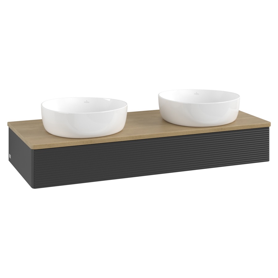 Élément inférieur  Antao
120 x 19 x 50 cm
élément de tiroir, 1&nbsp;tiroir
avec siphon gain de place
avec matériel de fixation
pour 2 lavabos à poser 101037/234171/234172
recouvrement Honey Oak
sans trou pour robinet