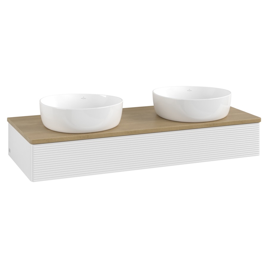 Élément inférieur  Antao
120 x 19 x 50 cm
élément de tiroir, 1&nbsp;tiroir
avec siphon gain de place
avec matériel de fixation
pour 2 lavabos à poser 101037/234171/234172
recouvrement Honey Oak
sans trou pour robinet