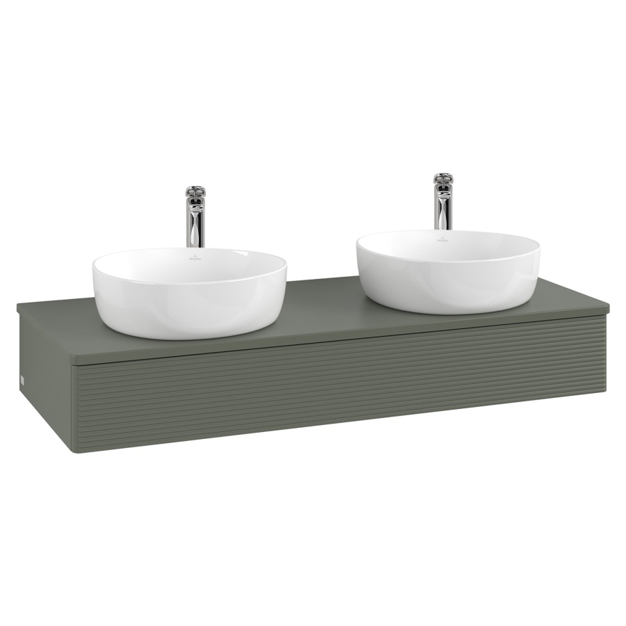 Élément inférieur  Antao
120 x 19 x 50 cm
élément de tiroir, 1&nbsp;tiroir
avec siphon gain de place
avec matériel de fixation
pour 2 lavabos à poser 101037/101038/234182
recouvrement avec trou pour robinet
