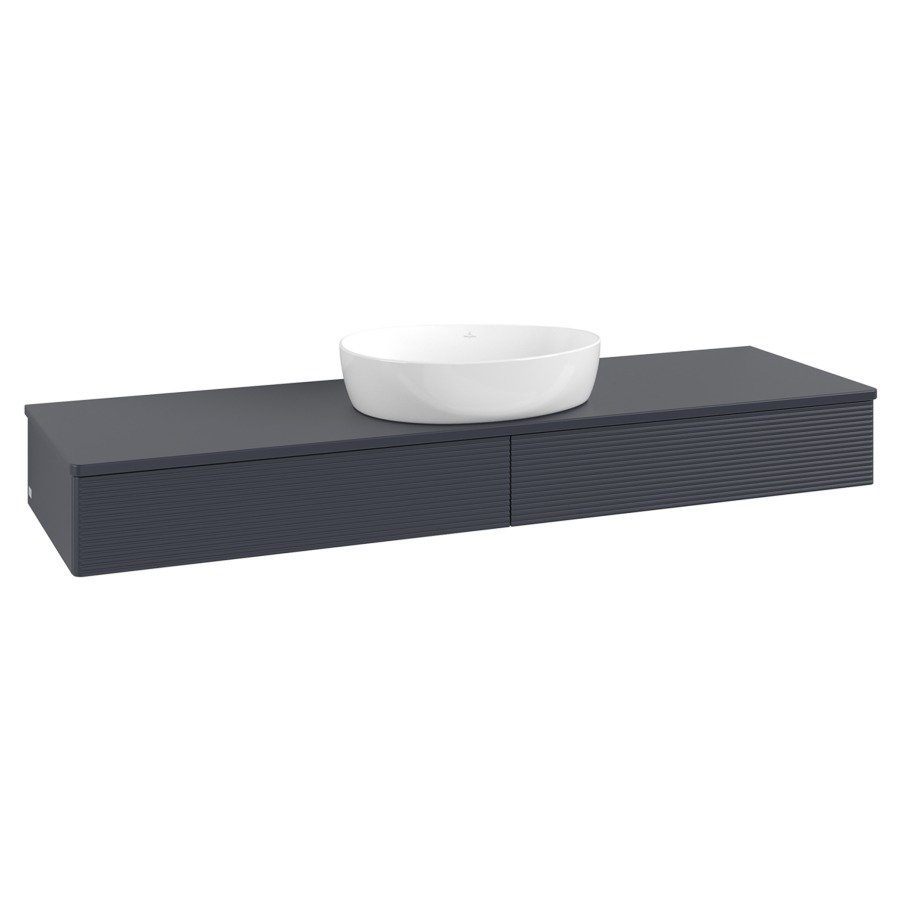 Élément inférieur  Antao
160 x 19 x 50 cm
2&nbsp;éléments de tiroir, 1&nbsp;tiroir chacune
avec siphon gain de place
avec matériel de fixation
pour 1 lavabo à poser 234171/234172/234173
recouvrement sans trou pour robinet