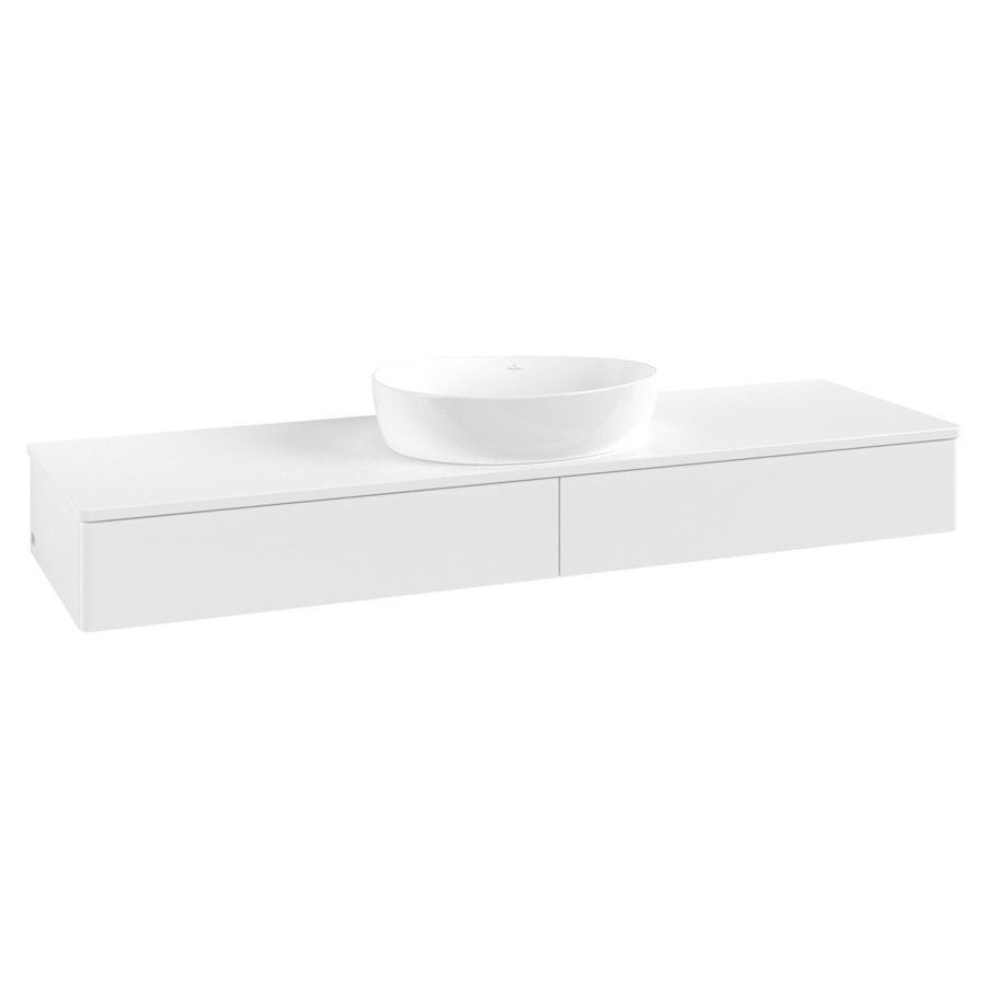 Élément inférieur  Antao
160 x 19 x 50 cm
2&nbsp;éléments de tiroir, 1&nbsp;tiroir chacune
avec siphon gain de place
avec matériel de fixation
pour 1 lavabo à poser 234171/234172/234173
recouvrement sans trou pour robinet