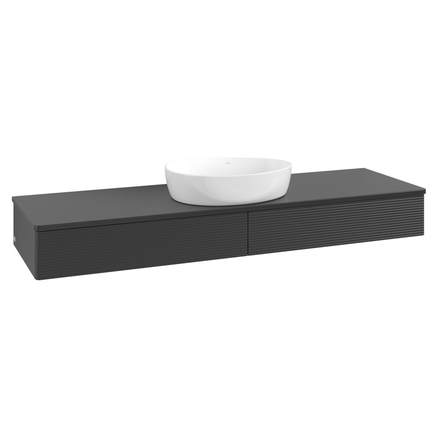Élément inférieur  Antao
160 x 19 x 50 cm
2&nbsp;éléments de tiroir, 1&nbsp;tiroir chacune
avec siphon gain de place
avec matériel de fixation
pour 1 lavabo à poser 234171/234172/234173
recouvrement sans trou pour robinet