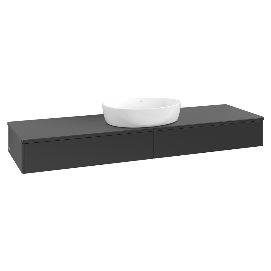 Élément inférieur  Antao
160 x 19 x 50 cm
2&nbsp;éléments de tiroir, 1&nbsp;tiroir chacune
avec siphon gain de place
avec matériel de fixation
pour 1 lavabo à poser 234171/234172/234173
recouvrement sans trou pour robinet