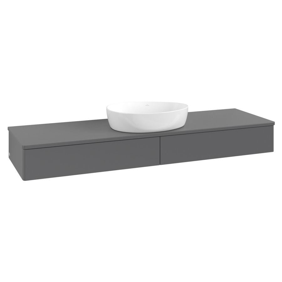 Élément inférieur  Antao
160 x 19 x 50 cm
2&nbsp;éléments de tiroir, 1&nbsp;tiroir chacune
avec siphon gain de place
avec matériel de fixation
pour 1 lavabo à poser 234171/234172/234173
recouvrement sans trou pour robinet