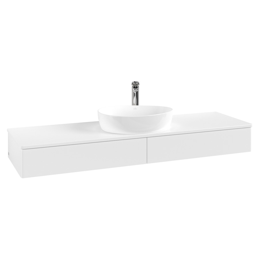 Élément inférieur  Antao
160 x 19 x 50 cm
2&nbsp;éléments de tiroir, 1&nbsp;tiroir chacune
avec siphon gain de place
avec matériel de fixation
pour 1 lavabo à poser 101037/101039/234171
recouvrement avec 1 trou pour robinet