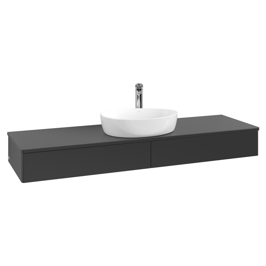 Élément inférieur  Antao
160 x 19 x 50 cm
2&nbsp;éléments de tiroir, 1&nbsp;tiroir chacune
avec siphon gain de place
avec matériel de fixation
pour 1 lavabo à poser 101037/101039/234171
recouvrement avec 1 trou pour robinet