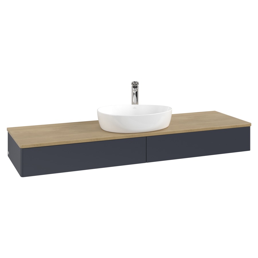 Élément inférieur  Antao
160 x 19 x 50 cm
2&nbsp;éléments de tiroir, 1&nbsp;tiroir chacune
avec siphon gain de place
avec matériel de fixation
pour 1 lavabo à poser 101037/101039/234171
recouvrement Honey Oak, 1 trou pour robinet